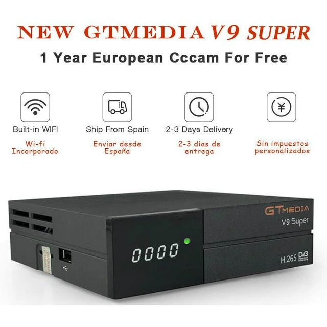 

Gtmedia V9 Super HD dvb-s2 H.265 digital satellite receiver with cccam cline for 1 year spain germany polish germany TV box