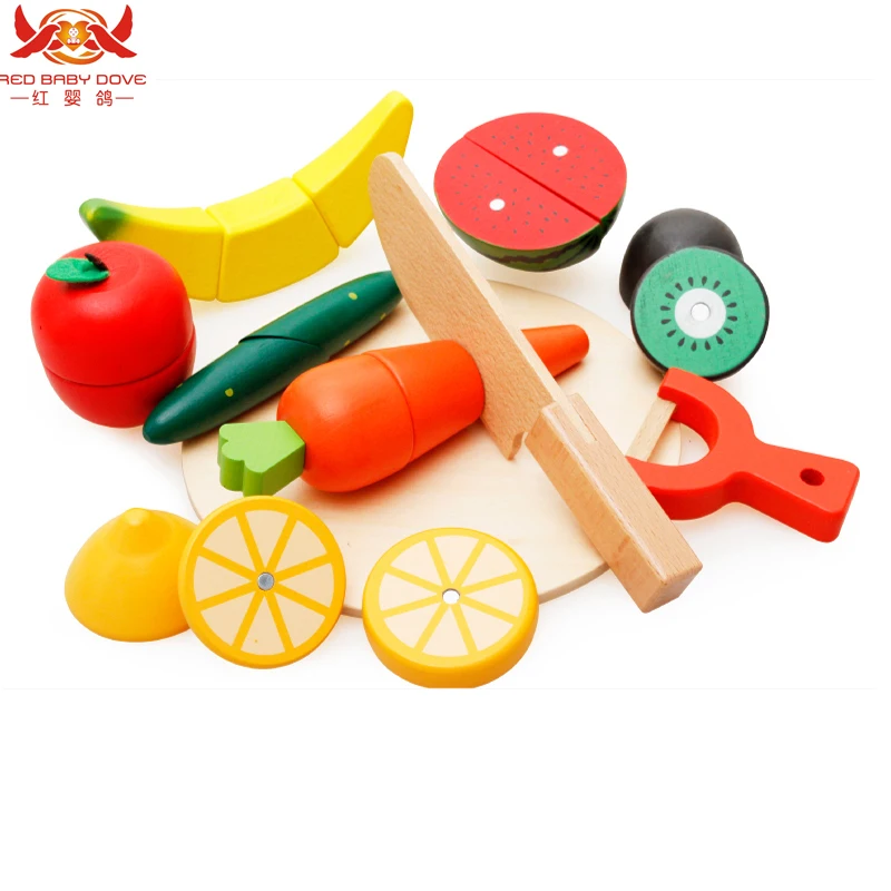 Wooden Kitchen Toys Cutting Fruit Vegetable Play miniature Food Kids