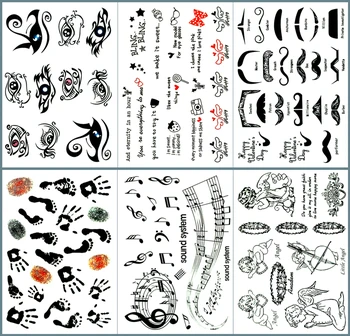 

Nu-TATY Glasses beard piano Temporary Tattoo Body Art Flash Tattoo Stickers 17*10cm Waterproof Fake Tatoo Car Styling Sticker