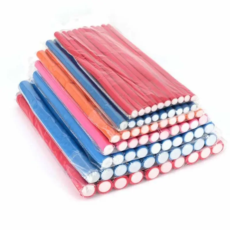 10pcs Soft Foam Sponge DIY Styling Hair Rollers Flexible Curler Bendy Twist Curls Tool Random Color