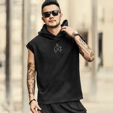 Мужские новые весенние метросексуальные толстовки с капюшоном, майки, мужские топы с принтом букв, без рукавов, в стиле хип-хоп, европейский стиль, майка T349