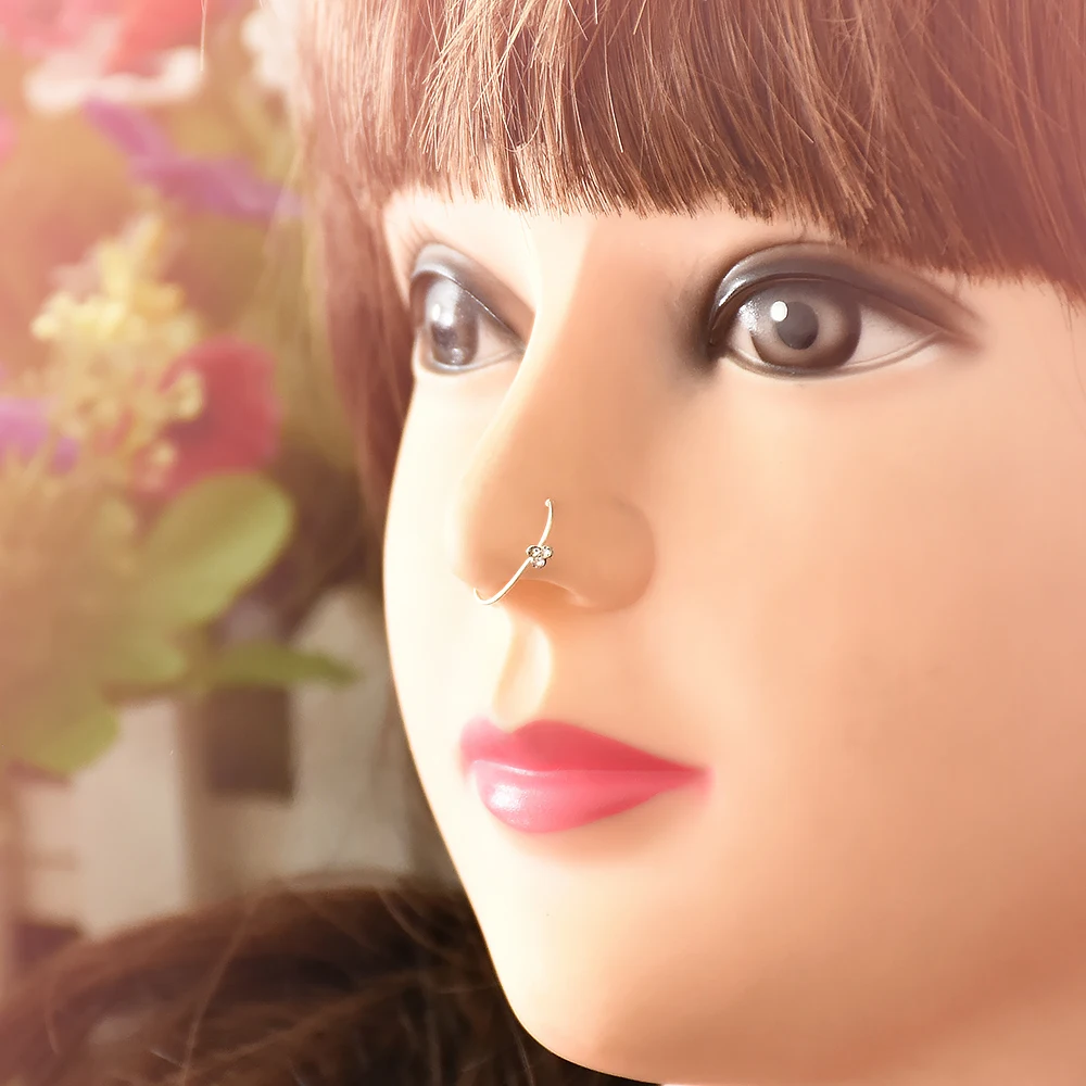 1PCS Fashion Women Lady Metal Silver Simple Crystal Rhinestone Nose