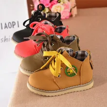 Children shoes girls 2017 autumn new fashion yellow men and women children’s boots Martin boots tie black children boots leisure