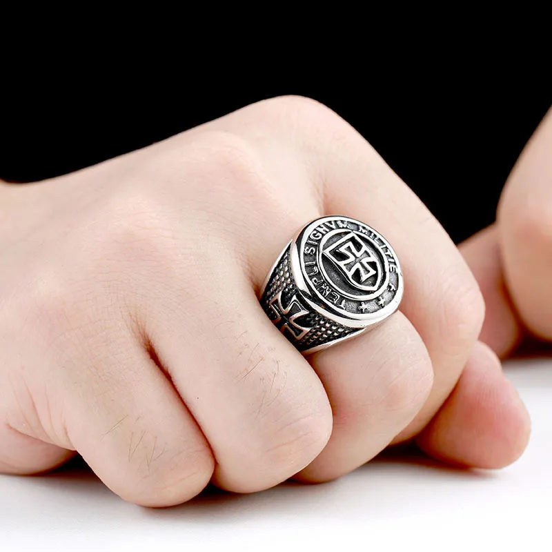 BEIER New Stainless Steel Templi Signvm Militie Ring For Man Personality Cross Knight Jewelry Wholesale Factory Price BR8-280