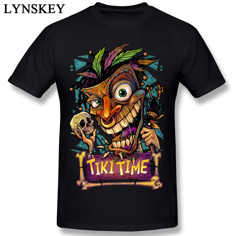 Design Tops T Shirt Fashion Round Neck Short Sleeve Tiki Man Cotton Fabric Men T-shirts Family Summer/Autumn Tee Shirt black