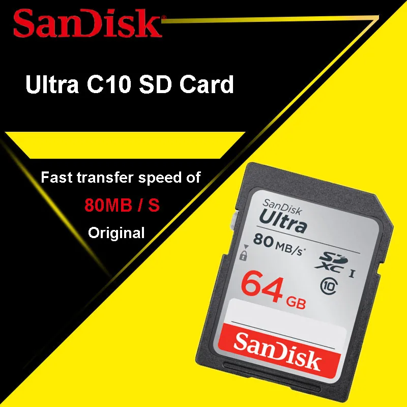 Оригинальный SanDisk SD карты 128 ГБ 64 32 Class 10 карт памяти 16 C10 80 МБ/с. SDHC SDXC Поддержка