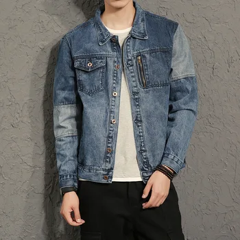 

HO new 2020 Men splicing jacket Autumn fashion young leisure denim jacket