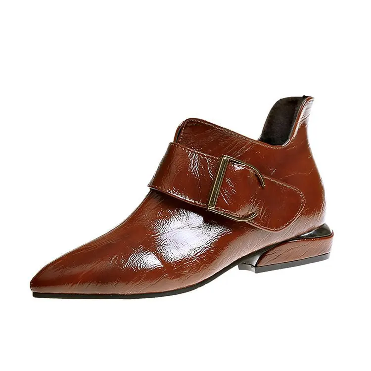 

Autumn Shoe Ankle Boots For Women British Fashion Low-heeled Shoes Pointed Toe Retro Oxford Shoes 2018 Winter Casual Black Flats