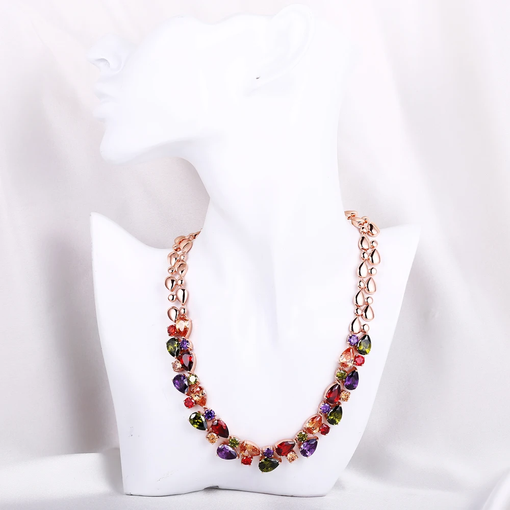 

Julie Multicolor Water Drop Zirconia Pendants Statement Necklaces Women Fashion Necklace Luxury Fashion Jewelry JJ10004