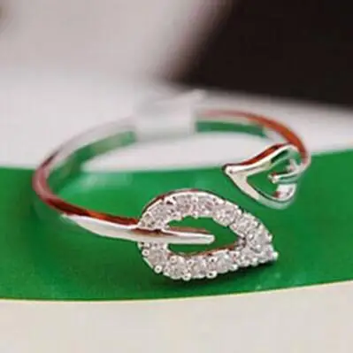 Лидер продаж, элегантное Золотое обручальное кольцо с настоящими Австрийскими кристаллами, полный размер - Цвет основного камня: Silver 2leaf