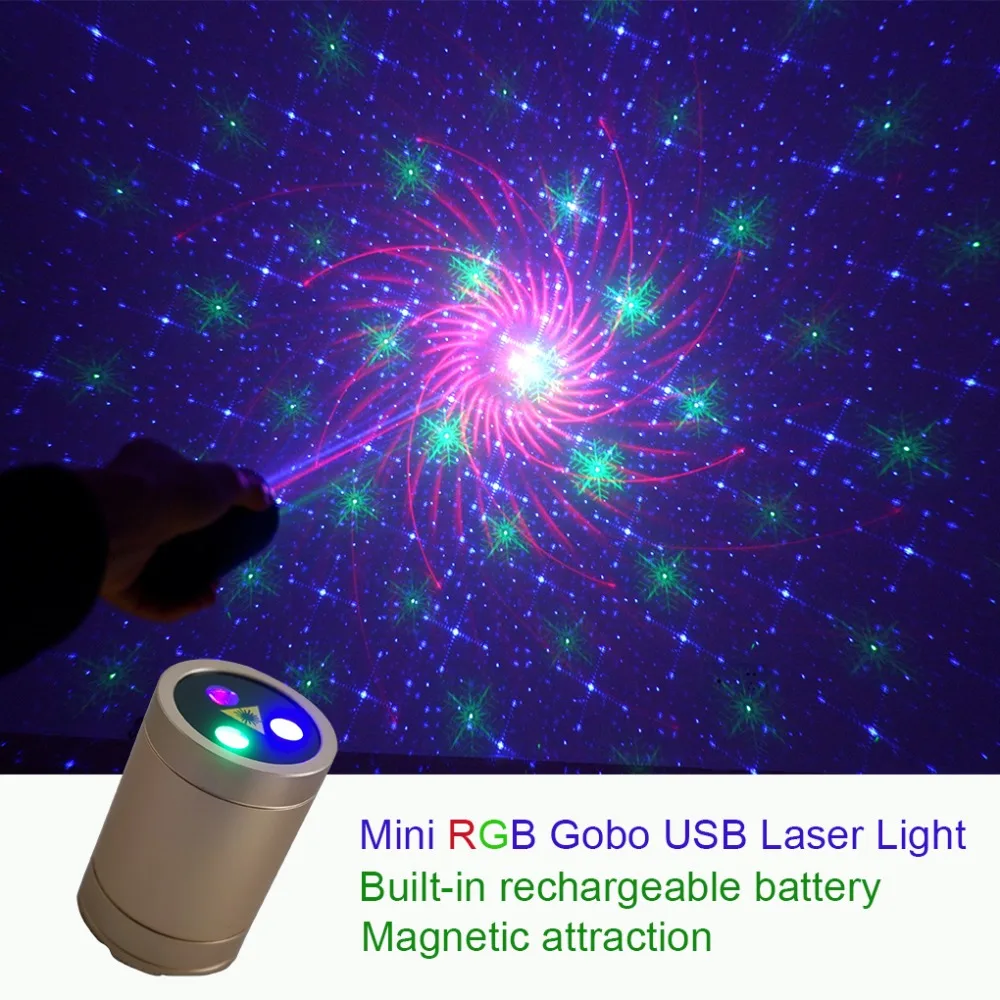  Sharelife Mini Portable RGB Gobos Laser USB Light Built-in 1200MA Battery Magnetic Attraction for H