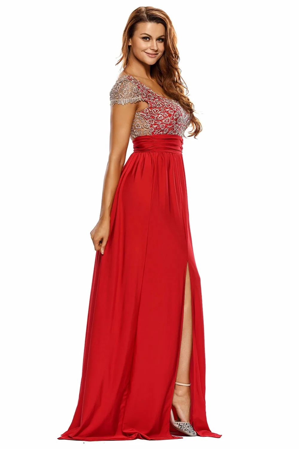 Amazing-Gold-Lace-Overlay-Red-Slit-Maxi-Evening-Gown-LC60809-3-7
