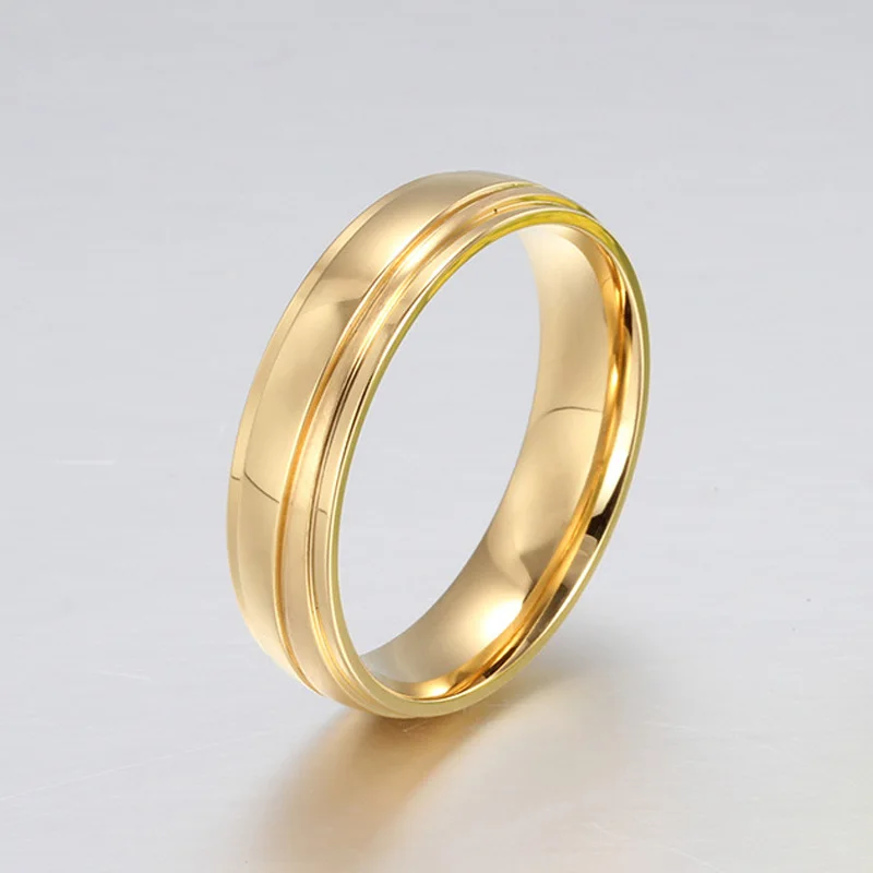 Обручальное кольцо из нержавеющей стали 6 мм, без выцветания, для влюбленных, IP, золотой цвет, циркон, хрустальные парные кольца, набор для мужчин и женщин, обручальное ювелирное изделие