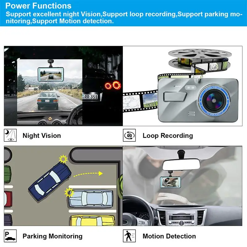 EastVita 4 дюйма автомобиля 1080 P автомобиля Приборная панель DVR Камера видео Регистраторы G-Сенсор регистраторы