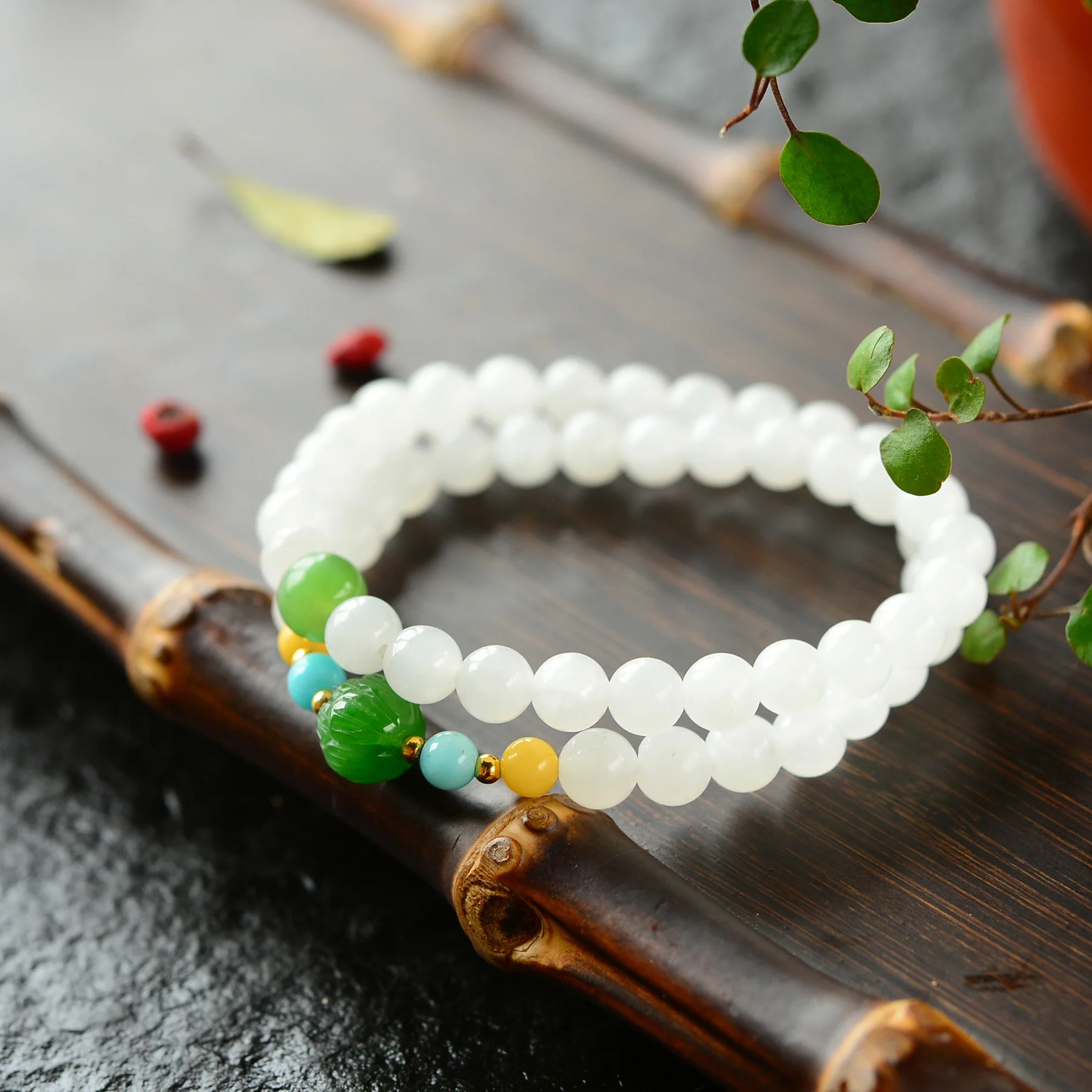 

Handmade Authentic Hetian Crystal Beads Bracelets 6mm