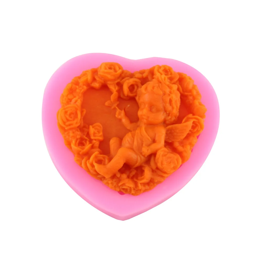 Fondant chocolate candy Angel Heart mold silicone mould for Craft Flower Art embossing Soap dies Mold