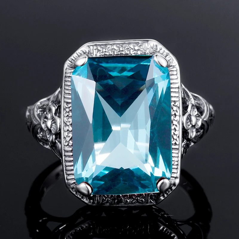 Вампира Дневники лунный свет синий кристалл камень Promise Ring 925 стерлингов Серебряные ювелирные изделия Романтический Для женщин