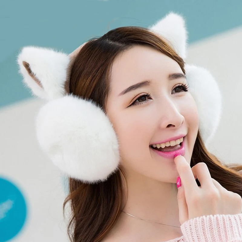 SuperB&G плюшевые Женская зимняя обувь Earmuff теплый наушники для девочек наушники искусственного меха кролика уха дизайн защита ушей наушники