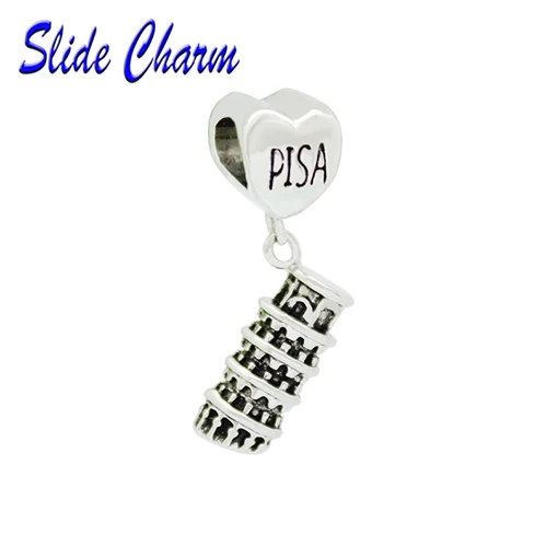 Модные ювелирные изделия DIY Шарм, европейский и американский стиль Итальянская Пизанская башня кулон Бусины Fit Pandora браслет ожерелье - Цвет: JZ-025