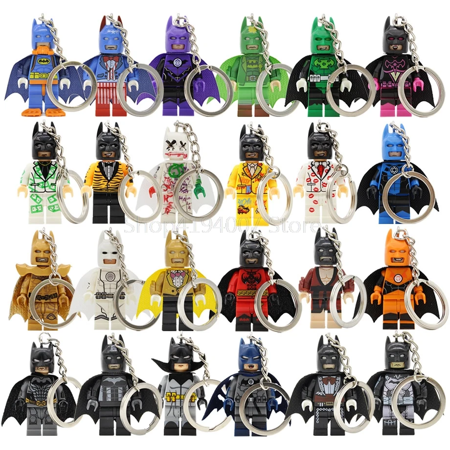 

Single Sale Lantern Batman Figure Keychain DC Leopard Suit Kiss Tuxedo Damian Wayne Building Blocks Sets Bricks Toys