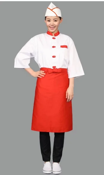 10 компл. шляпа и рубашка фартук) Шеф повара короткий рукав отель кухня форма повара ресторана белый для мужчин и женщин пекарни обеденная - Цвет: Красный