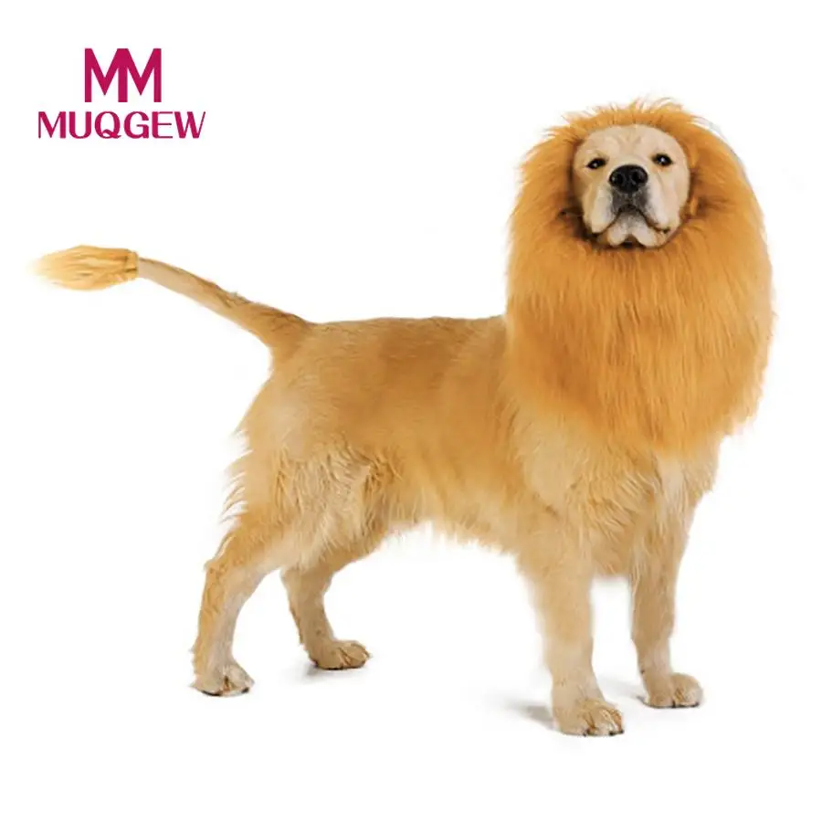 Download dog pet Polyester Fur collar Lion Mane for Dog Costume With Gift Lion Tail Lion Wig for Dog ...