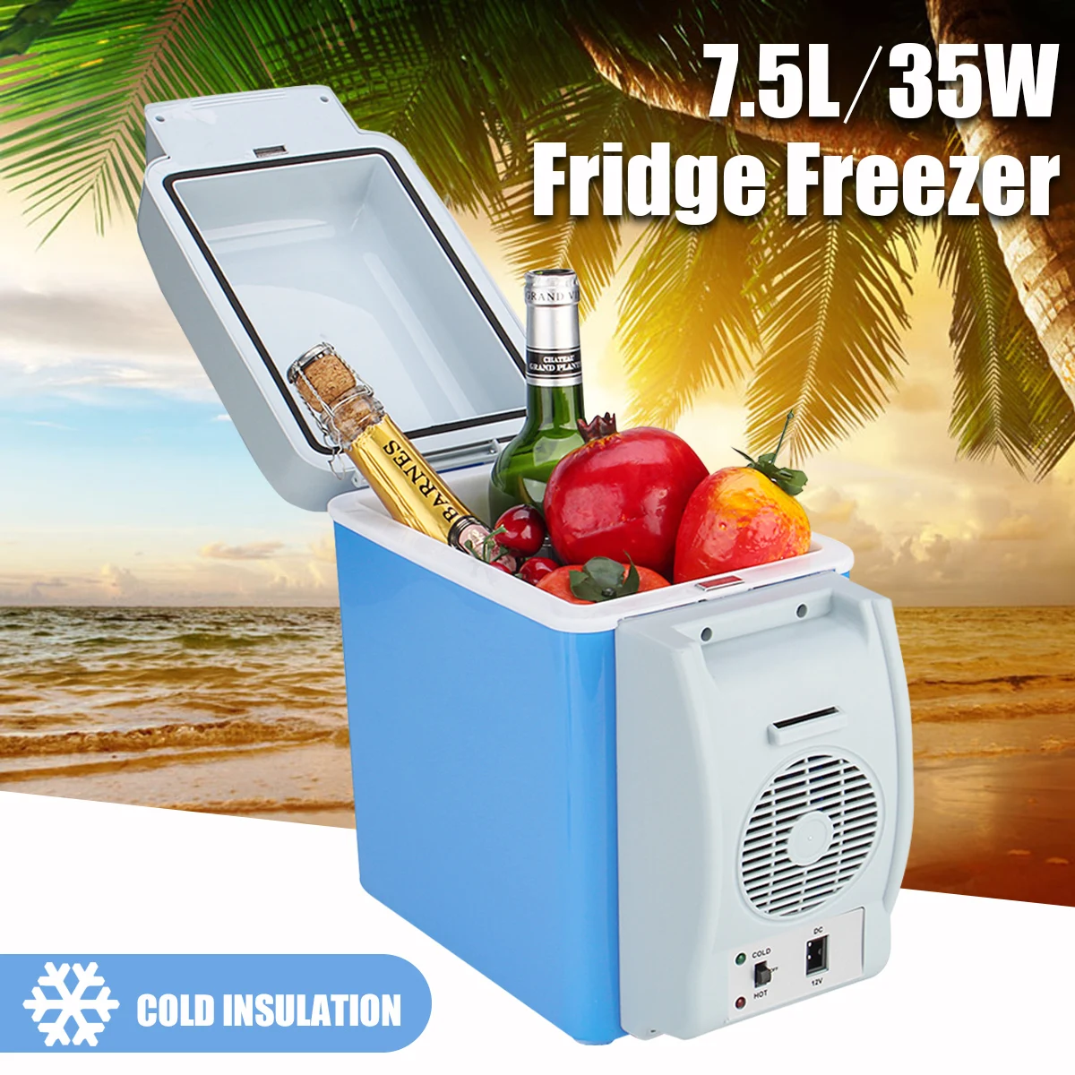 

New 12V 7.5L 35W Mini Portable Car Refrigerator Cooler Freezer Car Fridge Freezer Cooler Warmer 2 Modes Box Fridge Travel Boat