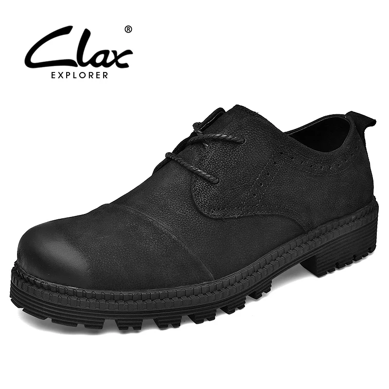 CLAX Men Shoes Genuine Leather Spring Autumn Casual Shoe Male Leather Shoe Walking Footwear Soft Black Fashion
