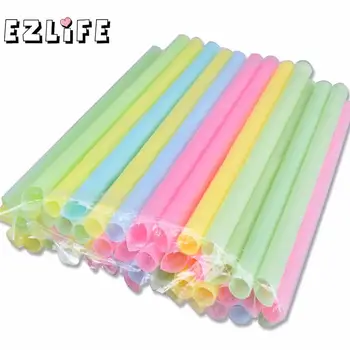 

100pcs/lot 10mm Colorful Milk Drink Straws Plastic Summer Drinking Straws For Bubble Or Smoothies Bar Accessories JK0399
