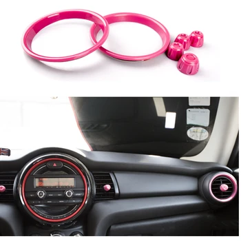 

NEW! 6pcs/set pink red checkered car interior abs accessories For mini f56 cooper s F55 acesories