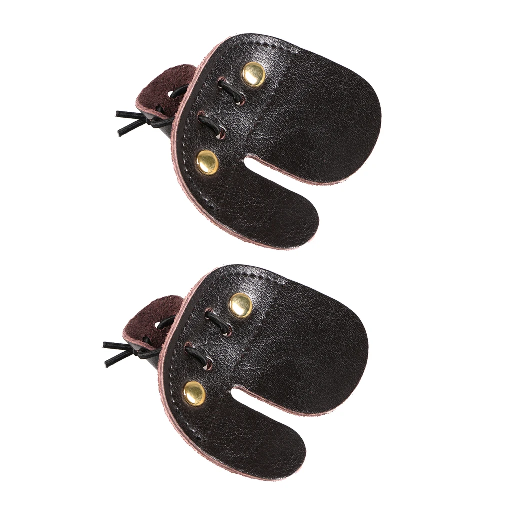 2 Pcs Archery Finger Glove / Protect Fingertabs Guard Tab Double Layer Leather Shooting Accessories