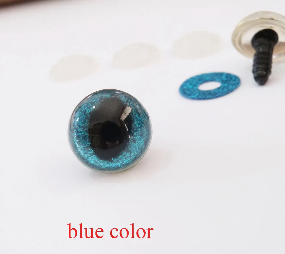 20pcs/lot 12mm  plastic clear safety toy cat eyes + glitter Nonwovens + hard washer for diy plush animal doll findings 7