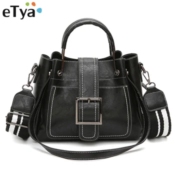 

eTya Brand Women Messenger Bags Vintage Belts Shoulder Bags Fashion Women Handbags High Quality PU Leather Ladies Hand Bags