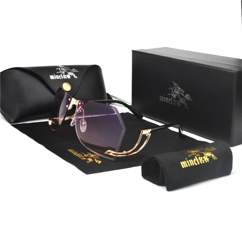 

MINCL 2019 New Frameless Sunglasses For Women Men Occident Fashion Ladies Sunglasses Trend Wild Oversized Square Sun Glasses NX