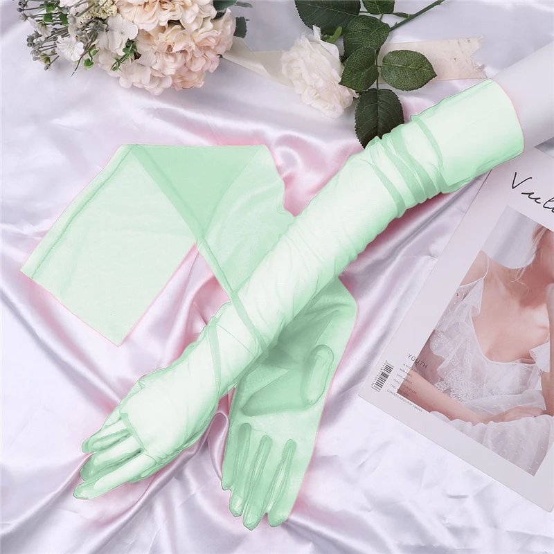 Yizyuf женские прозрачные тюлевые перчатки, прозрачные длинные перчатки с открытыми пальцами, варежки, вечерние аксессуары для фотографии, перчатки