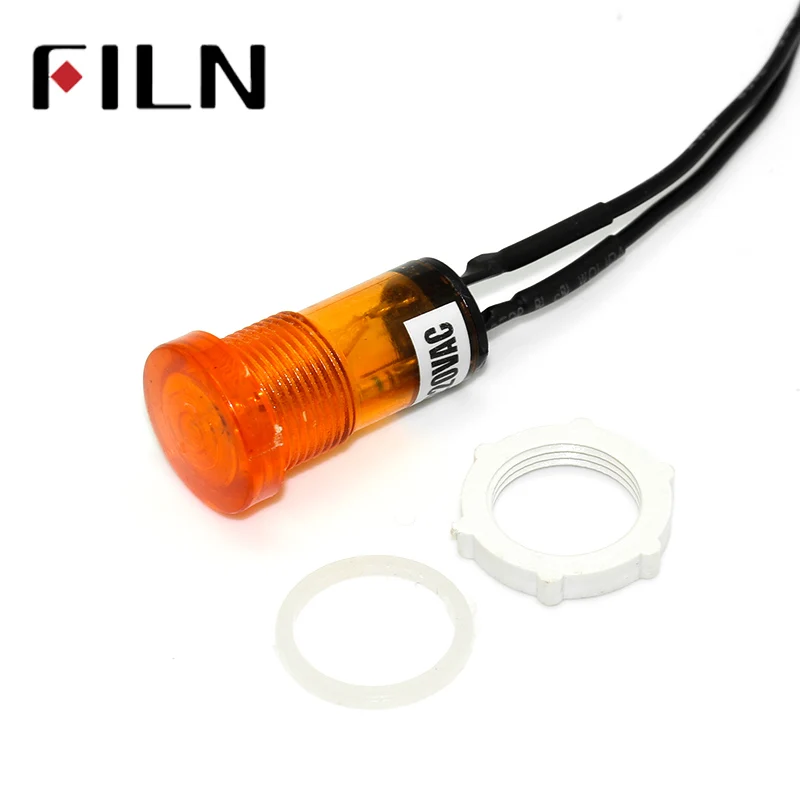 15mm pre-wired Signal lamp ROUND head indicator light Yellow Green 220VAC pilot lamp warning light (5)