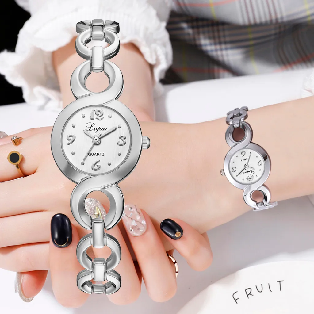

Fashion Casual Four Digital Scale Dial Ring Buckle Strap ladies women Wrist watches Dress watch gifts Wrist Party decoration ros