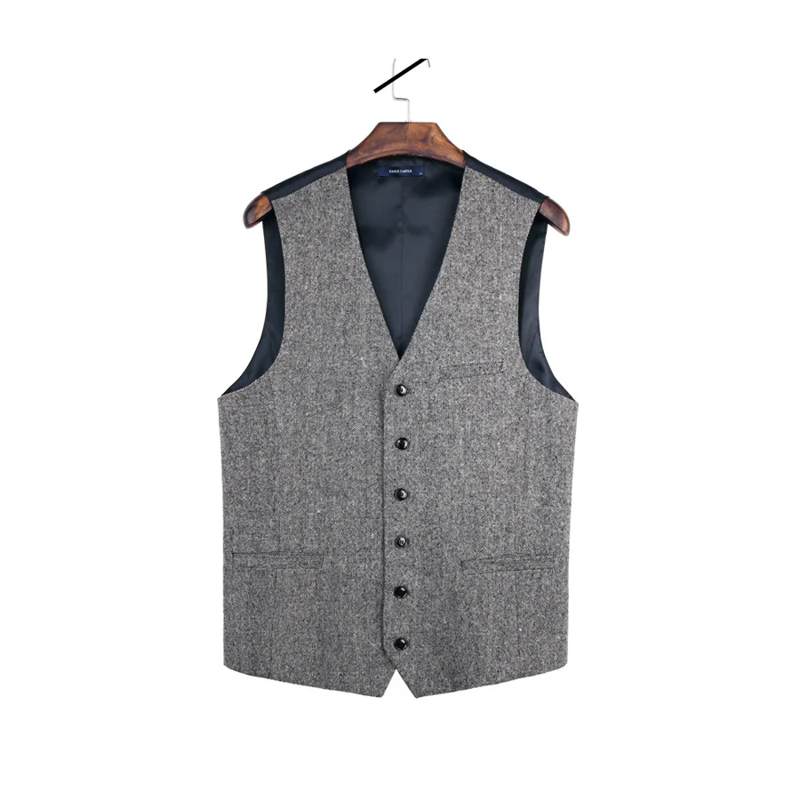 Deal Grey Men Suit Vest Chalecos Para Hombre Chaleco Hombre Vest Gentleman Slim Fit for Men Suit Waistcoat Smart Casual 2019 New