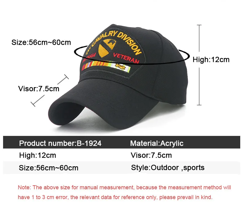 США 1-я кавалерийская дивизия тактическая Кепка для спорта на открытом воздухе черная бейсболка s для мужчин армейская Женская 5 панель шляпа Bone Gorras