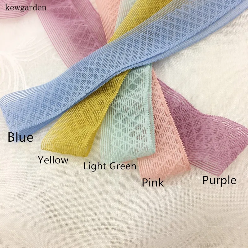 

Kewgarden 25mm 1" Asymmetric Elastic Lace.Ribbon Handmade Tape DIY Handband Accessories Yarn Riband 10m/lot