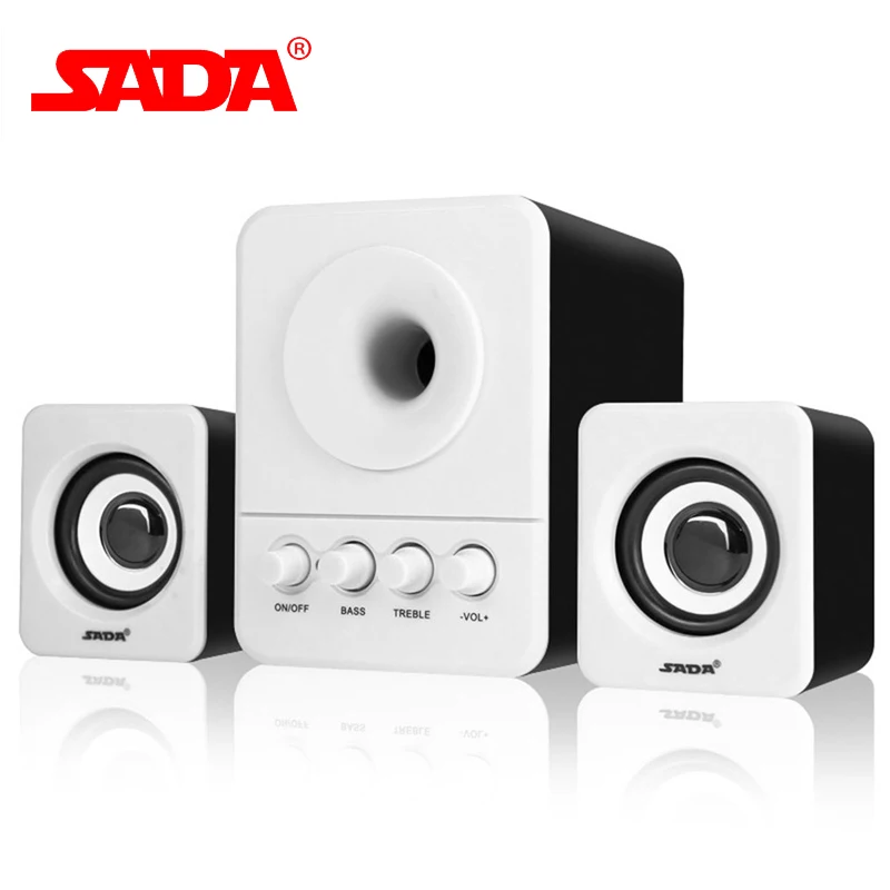 SADA D-203 USB2.1 & 3.5mm Audio Interface Stereo Subwoofer Audio Portable Speaker For Computer Desktop Laptop