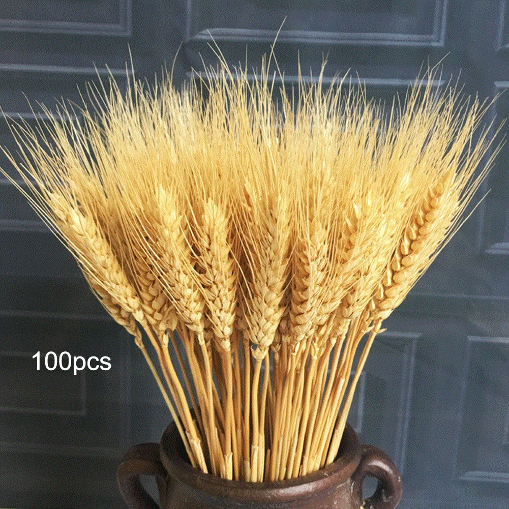 

100pcs/lot Artificial Natural Wheat Dried Flowers Bouquet High Simulation Plant for Party Wedding Decoration Home Desk Decor