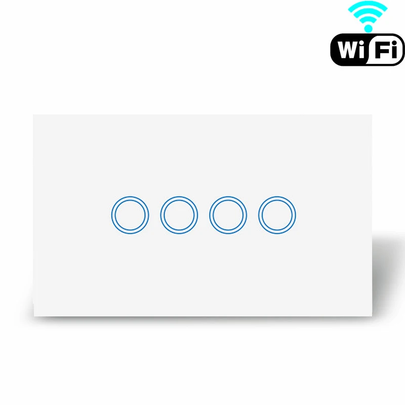 Стандарт США/Австралии 4 банда wifi переключатель приложения 2,4 ГГц, панель из закаленного стекла, AC 110-240 В, совместимый с Alexa и Google Assistant Switch - Цвет: White