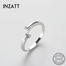 INZATT, настоящее 925 пробы, серебро, минималистичное кольцо с цирконием, хорошее ювелирное изделие для женщин, аксессуары для вечеринки по случаю Дня рождения, подарок, бижутерия