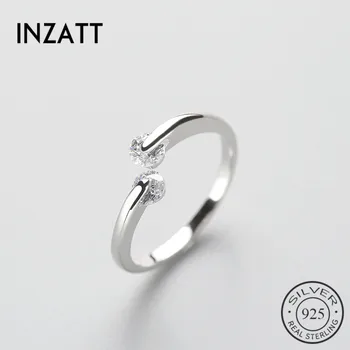 

INZATT Real 925 Sterling Silver Minimalist Turn Luck Zircon Ring Fine Jewelry For Women Birthday Party Accessories Gift Bijoux