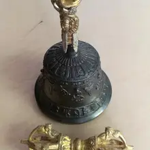 TBC957 Тибетский латунный Состаренный Золотой Kingkong Dorje, 150 мм, большой буддийский Ваджра, дорчже и колокольчик, коллекционные вещи