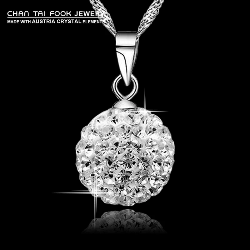 

IREACESS New fashion cute silver plated full Rhinestone ball necklaces pendants women jewelry