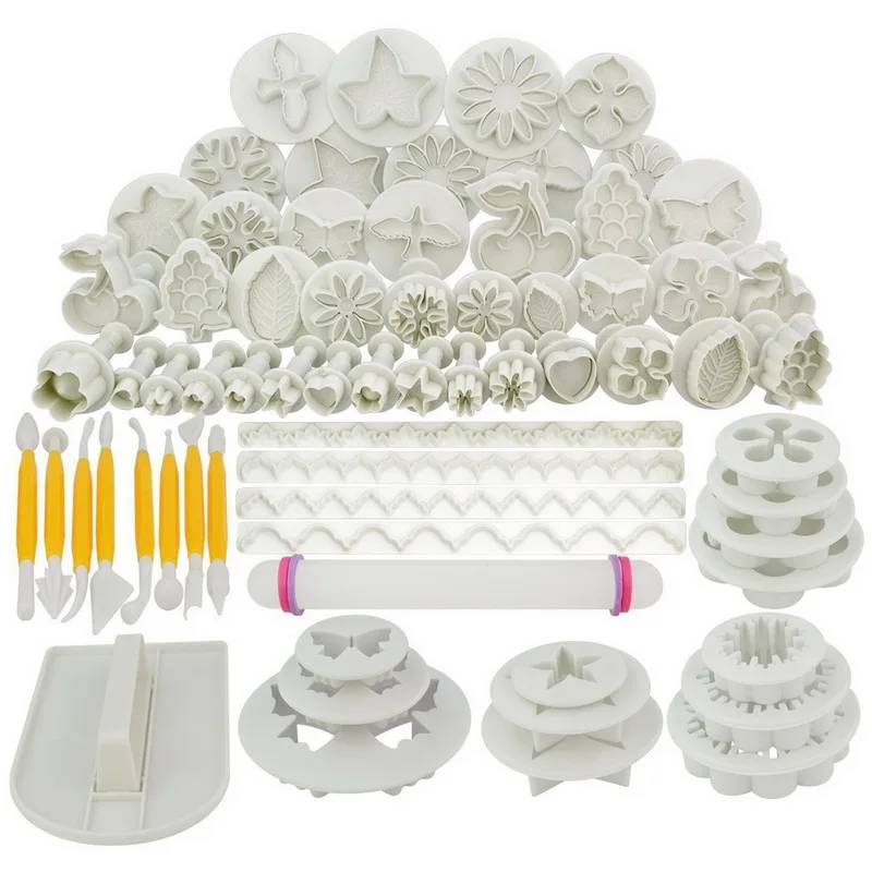 

68 Pcs Reusable Fondant Cutters Tools Plunger Cutters Sugarcraft Decorating Mold DIY Tool Kitchen Cake Accessories Decorations