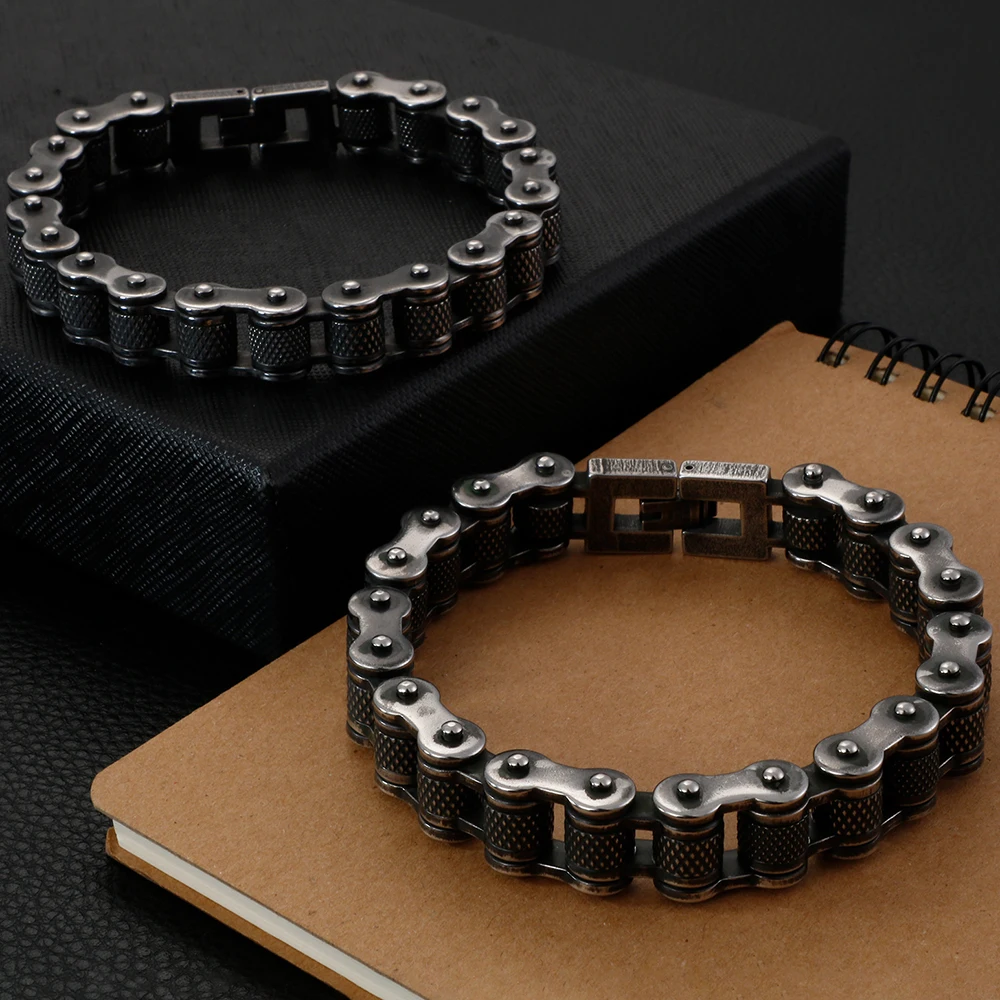 Retro Heavy Stainless Steel Motorcycle Chain Men Bracelet Male 13MM Wide Best Friends Mens Bracelets & Bangles Hip-Hop Jewelry