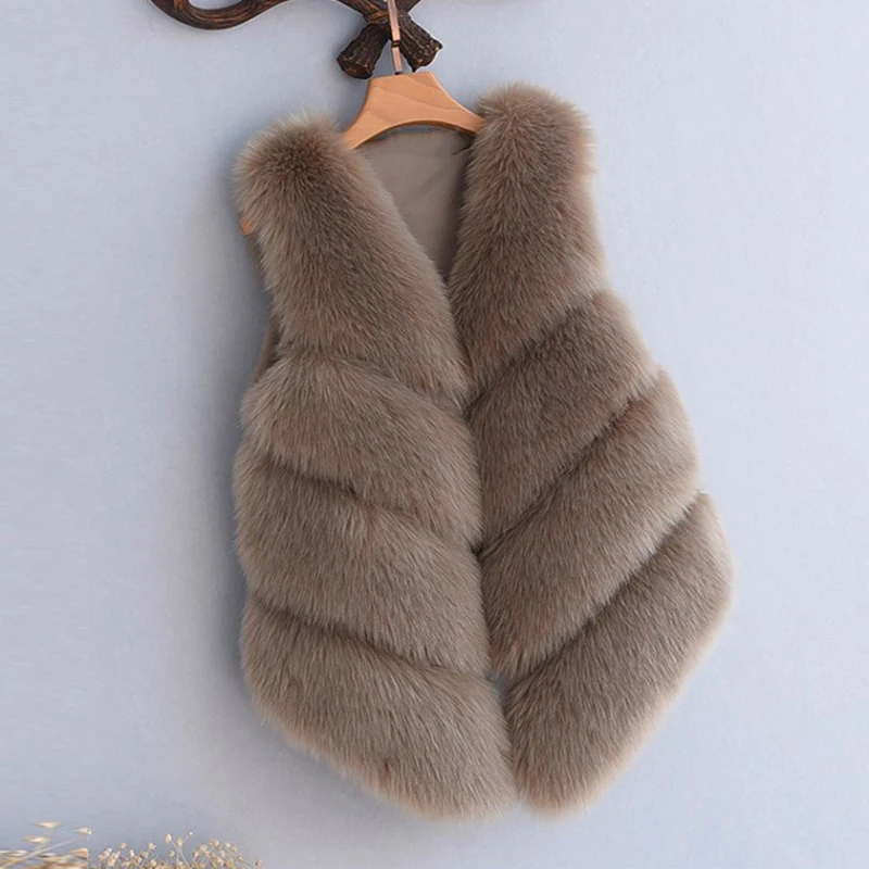 Faux Fur Coat Women 2018 Winter Fur Vest Sleeveless V-neck Warm Furs Jacket Women Coat Outwear Plus Size 3XL Warm Slim Overcoat Faux Fur Coat Women 2018 Winter Fur Vest Sleeveless V-neck Warm Furs Jacket Women Coat Outwear Plus Size 3XL Warm Slim Overcoat